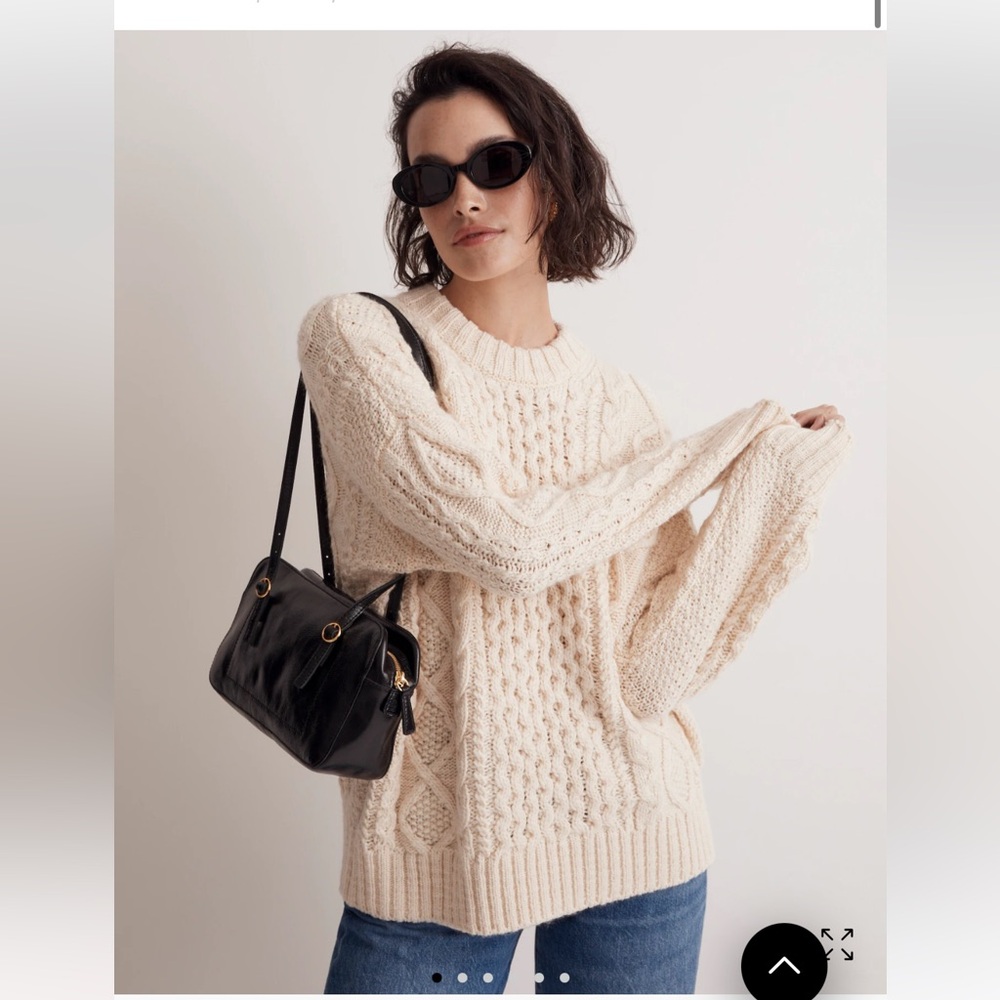 Madewell Cable Knit Oversized Sweater in Antique Cream